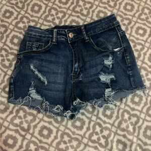 Ripped denim shorts